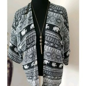 LA Hearts Dolman Elbow Sleeve Cardigan‎ Black Eleph